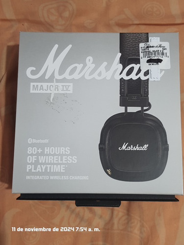 Auriculares Inalámbricos Marshall Bluetooth Major Iv Negro (Usado)