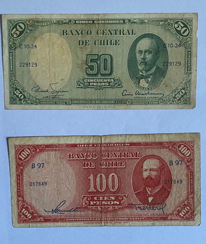 Billetes 2 Chile, 50 Y 100 Pesos, Bl223