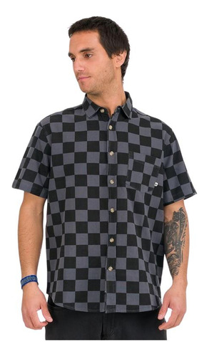 Camisa Hombre Kivül Mc Morzo Gris Y Negro