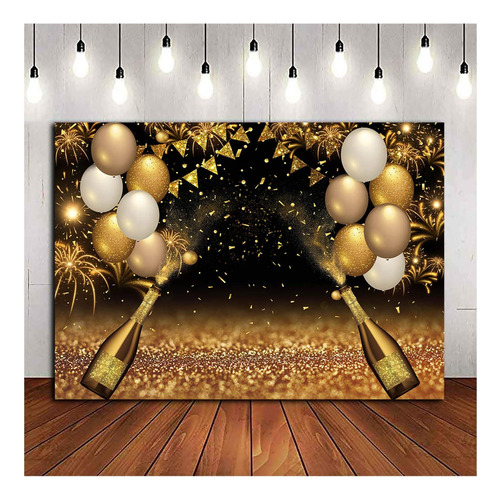 Globos Dorados Y Negros Para Fotografía, Fondo Dorado Y Cham