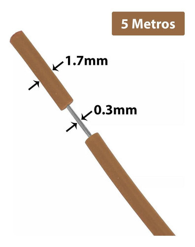 5 Metros Fio Cabinho Flexível De Cobre Estanhado 0,3mm Cor Marrom