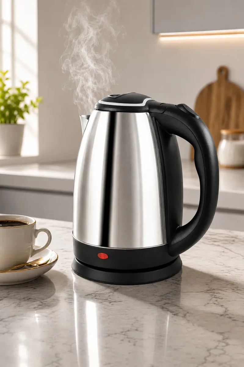 Chaleira Elétrica Aço Inoxidável 1.8L com Aquecimento Rápido e Desligamento Automático