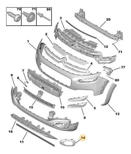 Moldura Marco Faro Antiniebla Citroen C3 Aircross / Picasso