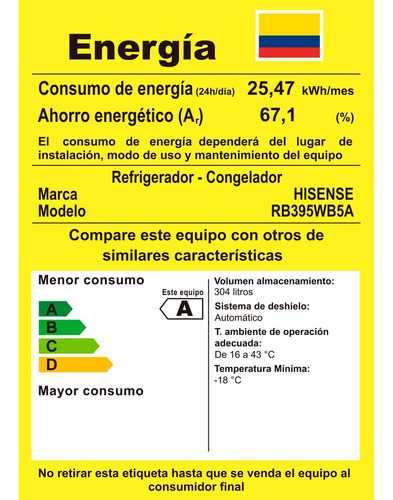 Nevera Hisense No Frost Congelador Inferior 304 L Bcd300