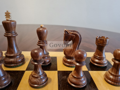 Juego Ajedrez Madera Profesional Piezas Yugoslavia Golden