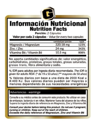 Imagen 5 de 9 de Zma Gold Nutrition Zinc Magnesio Precursor De Testosterona Sabor Na