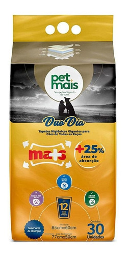 Pet Mais Tapete Higiênico Duo Dia Com 30 Unidades 85x60cm