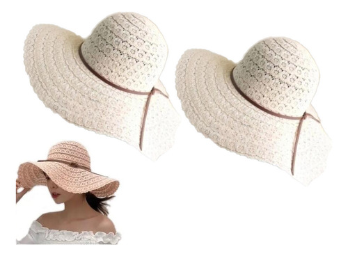 Sombrero De Playa Para Mujer De 2 Piezas, Sombrero De Sol Pl