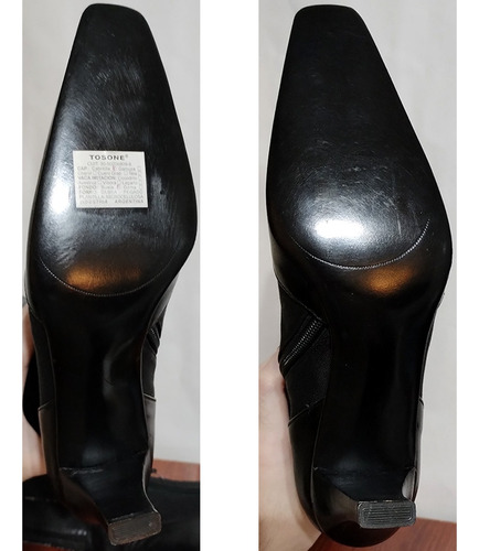 Botas Caña Alta De Cabritilla Y Tela T37 Taco Fino - Tosone