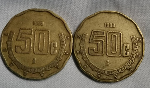 Monedas 50¢ Centavos Mexicanas Error Acuñación Año 1993/1883 (Usado)