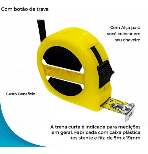 Fita Métrica 5m Presente Avô Profissional Trava Aço Inox