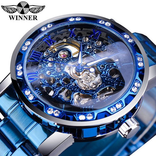 Winner Hombres Reloj Automático Moda Diamante Visualización