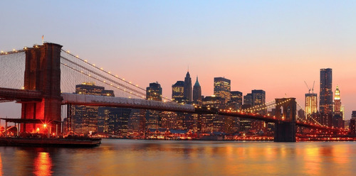 New York Bastidor En Tela Canvas 120 X 60 Triptico
