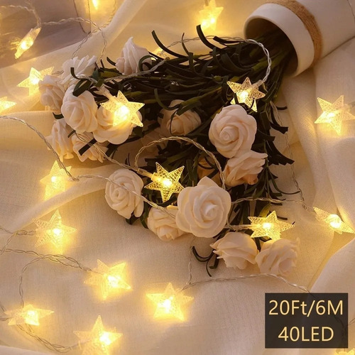 Imagen 1 de 6 de Cortina Serie De Luces Con 6m 40led Estrella Luz Cadena