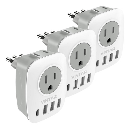 Enchufe Inteligente Marca Vintar 3 Pz /3 Usb/blanco