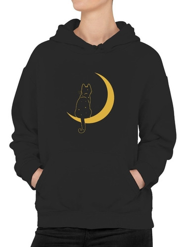 Poleron Gatito En La Luna Chic Gato  Cat Moon Moda Mujer