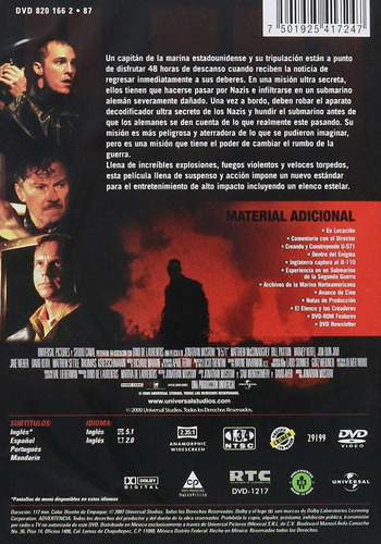 U-571 La Batalla Del Atlantico Jonathan Mostow Pelicula Dvd
