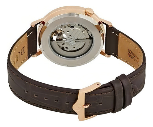 Relógio Bulova Masculino Automático 97a136 Cor da correia Marrom Cor do bisel Ouro rose Cor do fundo Branco