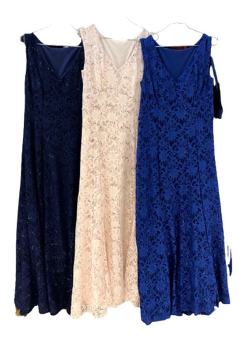 Vestido Fiesta Dama Encaje Con Brillitos Mujer