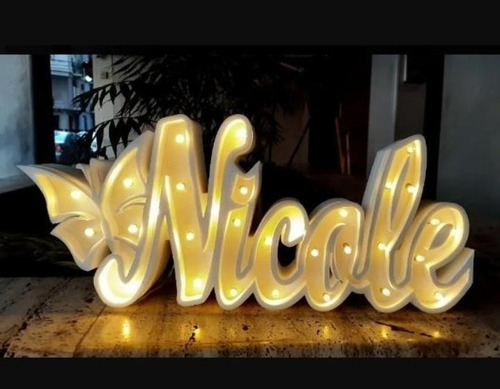 Imagen 4 de 8 de Nombres Iluminados 7 Letras 15cm Polyfan Cartel C/luz Led