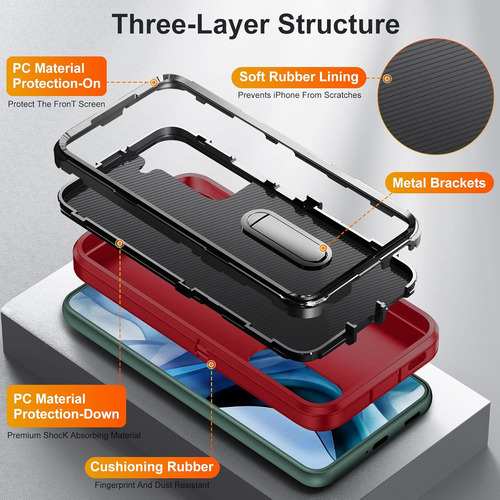 Funda Compatible Con Galaxy S22 Plus Rojo+negro