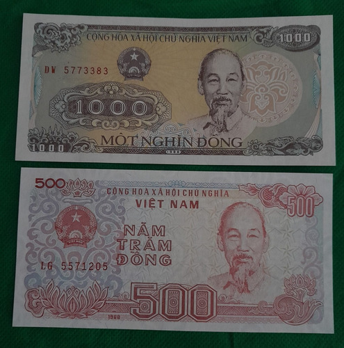 Billetes De 500 Y 1000 Dong, Vietnam, Estado 9.5