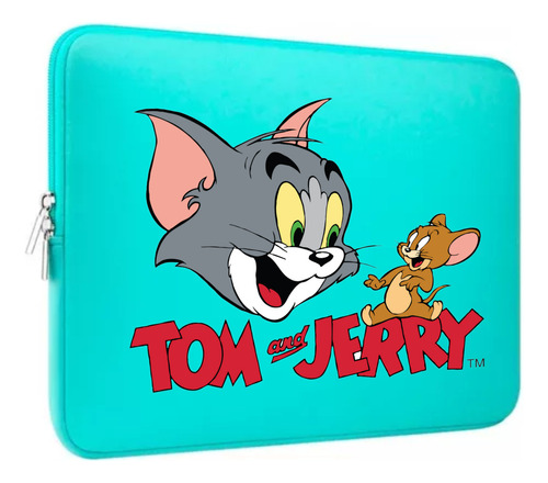 Sobre Funda Estuche Verde Para Notebook Tablet Tom Y Jerry