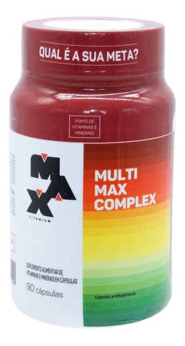 Multi Max Complex Fonte Vitaminas Minerais Titanium 90 Caps Sabor Natural