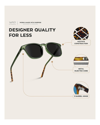 Óculos De Sol Polarizados Quadrados Modernos Wearme Pro