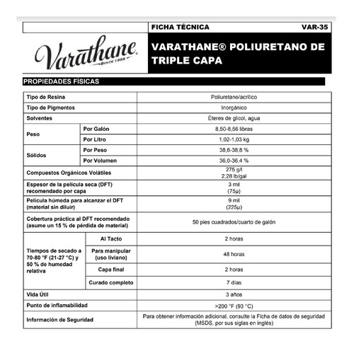Poliuretano Varathane Interior Satinado Triple Capa 946 Ml