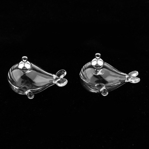 // 2 Frascos Transparentes De Cristal Vacío Mini Ballena