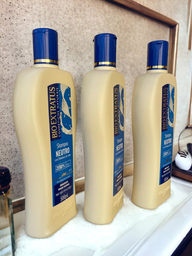 Kit 3 Shampoo Brilho Natural Neutro 500ml Bio Extratus K8271