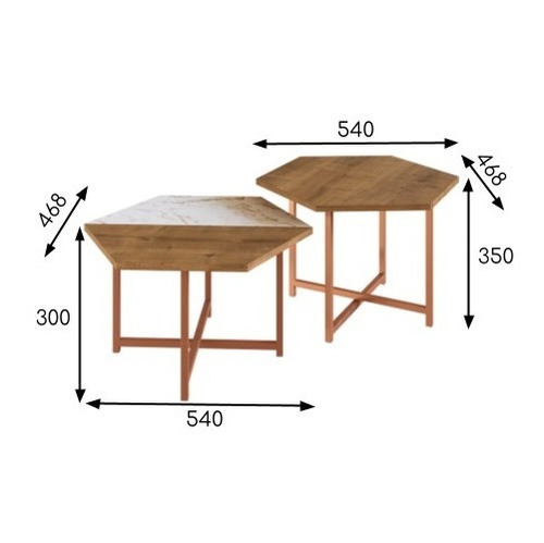 Imagen 3 de 7 de Mesa De Living Centro Ratona Hierro Y Madera- Berna Home