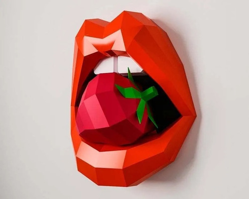 Labios Fresa Lips Strawberry - Papercraft Papel Paper Pdf