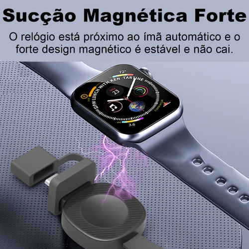 Carregador Portátil Sem Fio Para Apple Watch Serie 7 8 Ultra Cor Preto