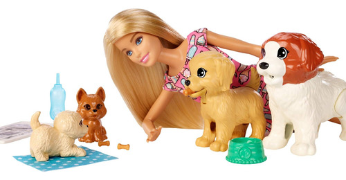 Juego De Muñecas Y Mascotas Barbie Doggy Daycare Con 4 Perro