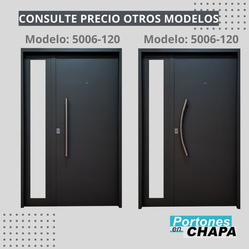 Puerta Y Media 1.20 Exterior Chapa Reforzada Moderna Postigo