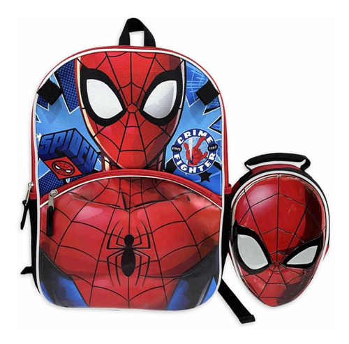 Spiderman Set 2pzas Bolso Escolar+lonchera Para Niño +6a