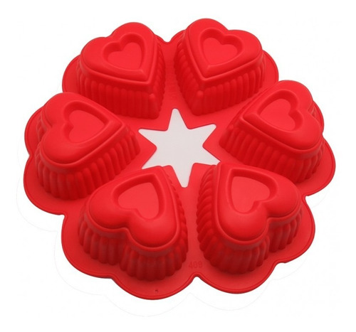 Molde De Silicona Mini Tortas Corazones X6 Cavidades