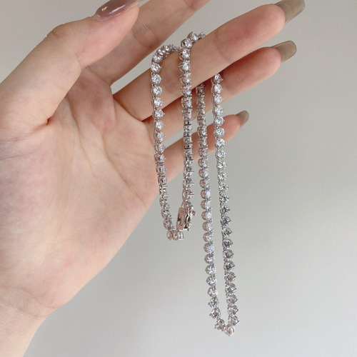 Colar Riviera 4mm Fecho Gaveta 3 Garras Prata 925 Eternal