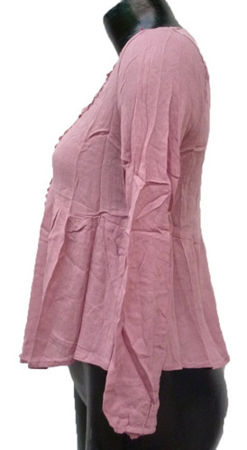 Blusa Campesina Manga Larga Fresca Con Encaje