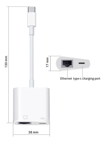 . Adaptador Ethernet Queenly-5x C Otg Usb C A Rj45 Ethernet
