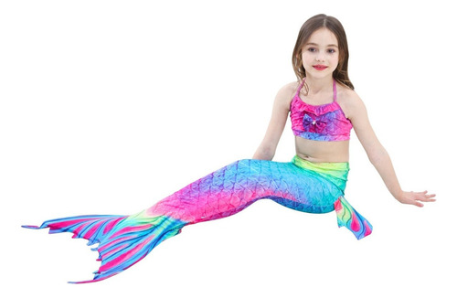 Traje De Carnaval Infantil Cosplay Sirena Ariel Princesa 3 Piezas