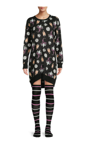 Disney Pijama Camiseta De Dormir Jack Skellington Negra