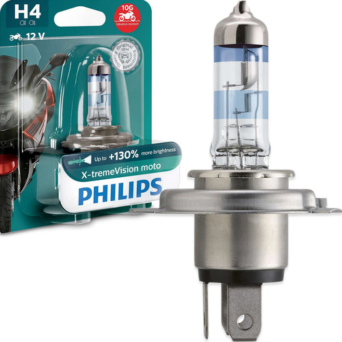 Imagem 1 de 6 de Lâmpada Philips X-treme Vision Moto H4 12v 60/55 130%+brilho