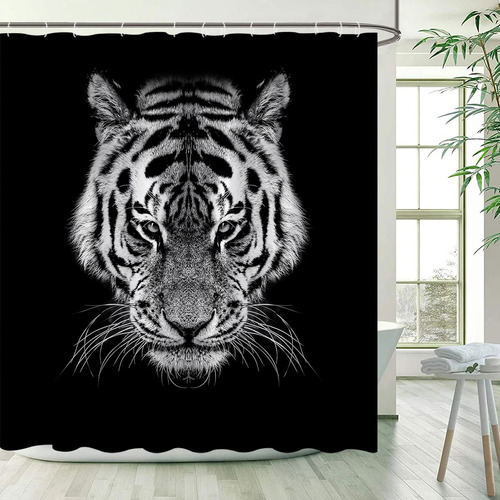 Y Cortinas De Chuveiro Com Estampa De Leão, Leopardo E
