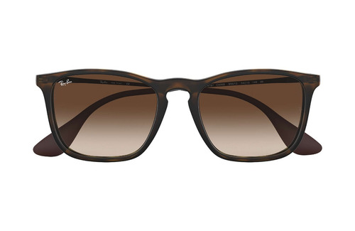 Anteojos de sol Ray-Ban Highstreet Chris Standard con marco de nailon color matte tortoise, lente brown de cristal degradada, varilla tortoise/gunmetal de acero/titanio - RB4187