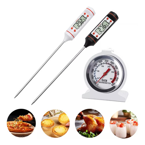 3pz Termometro Digital Cocina Carne Reposteria Chcolate Comida Blanco