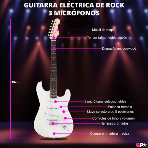 Guitarra Electrica Strato Amplificador 50w Funda Accesorios