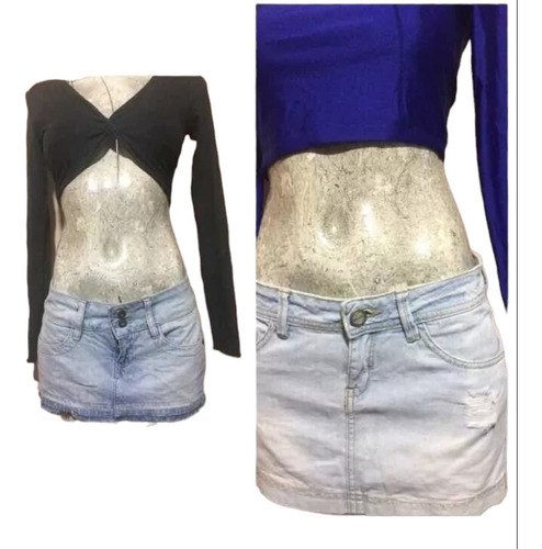 Dúo Mini Falda Mezclilla Bershka Y Mini Bershka Rotos Detall